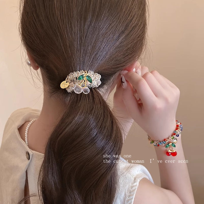 Wholesale Water Diamond Colored Crystal Bracelet Dual purpose Hair Ring Head Rope Hair Rope Leather Tie Ponytail Headpiece