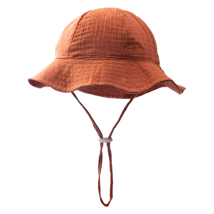 Wholesale Baby Pure Cotton Basin Cap Breathable Solid Color Children's Sun Hat JDC-FH-ZB003