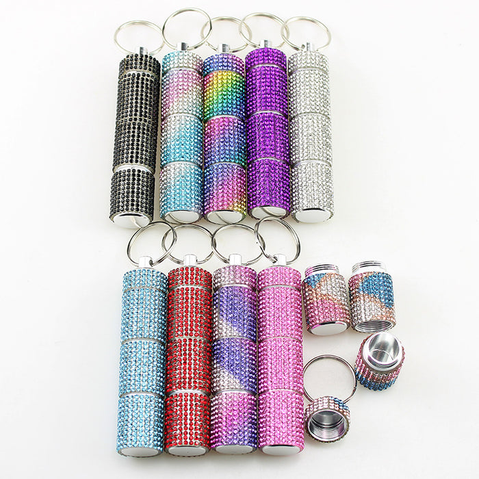 Wholesale Rhinestone Studded White 3 Compartment Pill Organizer Fashion Accessory Gift