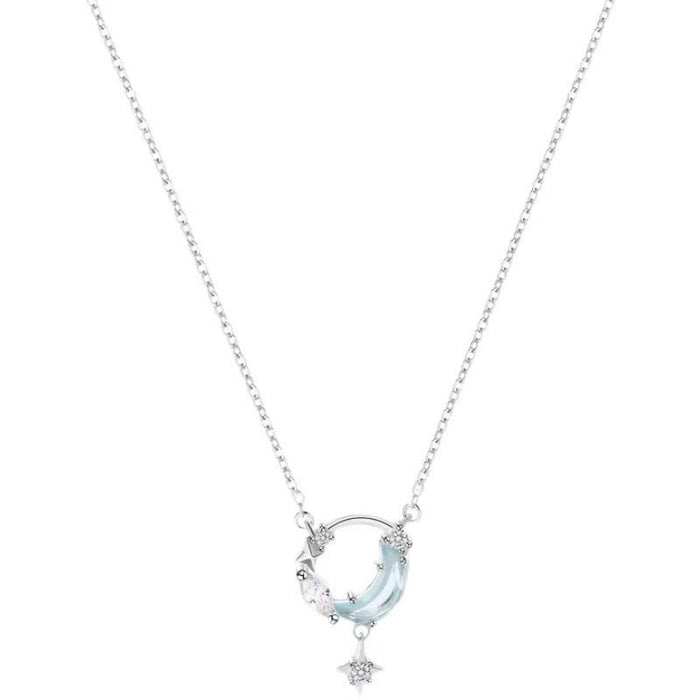 Wholesale Necklace Women's  Blue Star Moon Clavicle Chain temperament choker necklace
