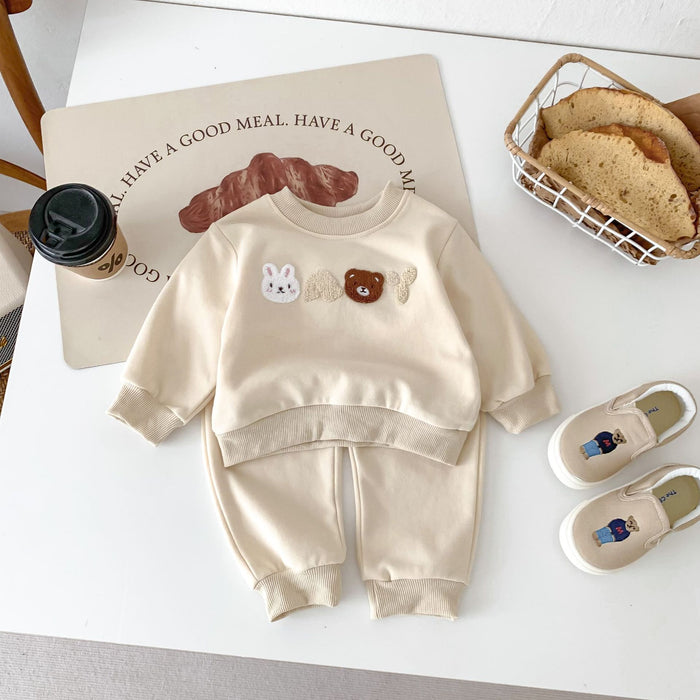 Wholesale Children's Hoodie Casual Set Cute Little Bear Letter Baby Long Sleeved 2-piece Set Baby Clothes JDC-BC-WeiNiS026