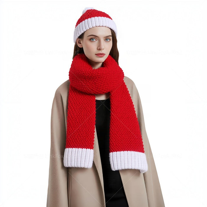 Wholesale Red and White Christmas Hat Bell Christmas Hat Color Matching Fur Ball Woolen Hat  Knitted Hat