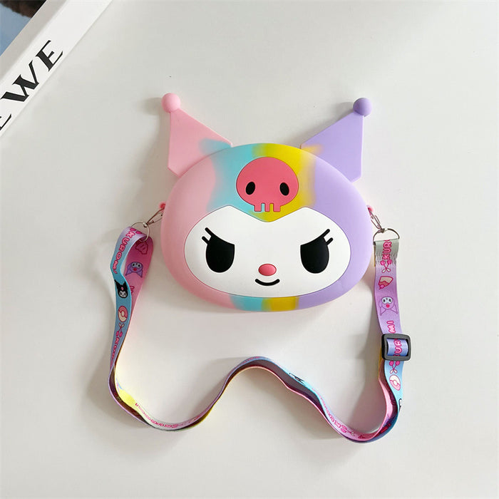 Wholesale  large wallet cartoon children's silicone bag  coin purse with lanyard