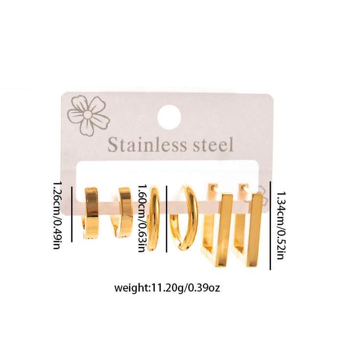 Wholesale Stainless Steel Flower Heart Hoop Earrings Set