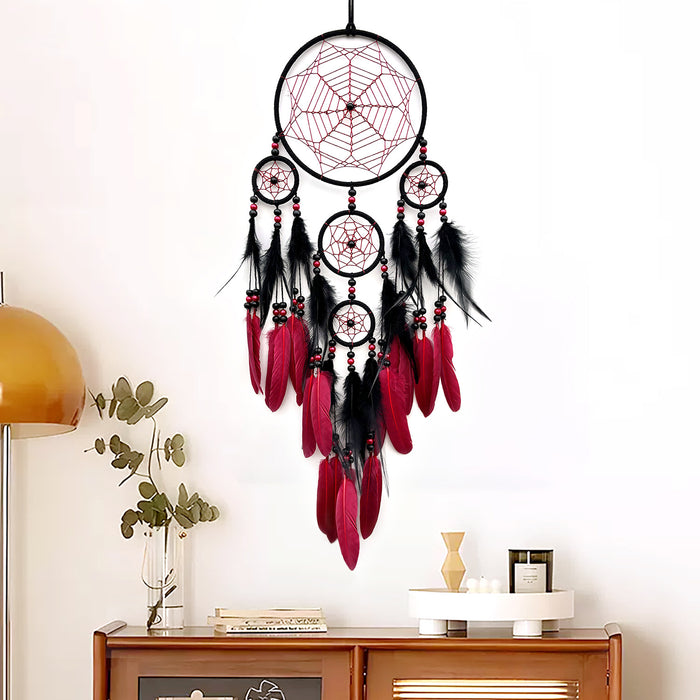 Wholesale Hand Knitted Feather Dreamcatcher Native American Style Bedroom Hanging Decor MOQ≥2