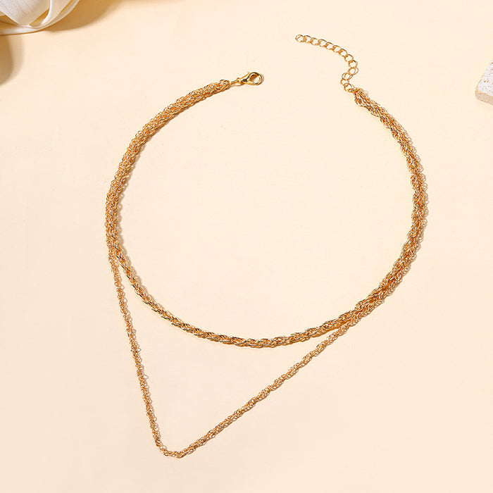 Wholesale Minimalist alloy double-layer necklace with personalized hip-hop multi-layer necklace for accessories