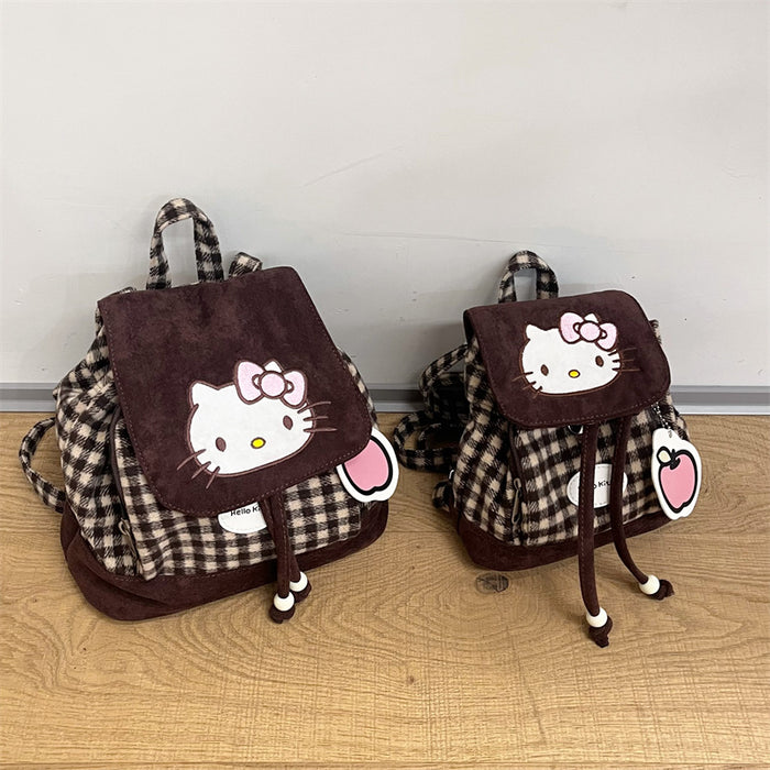 Wholesale Cute cartoon brown checkered parent-child backpack bags