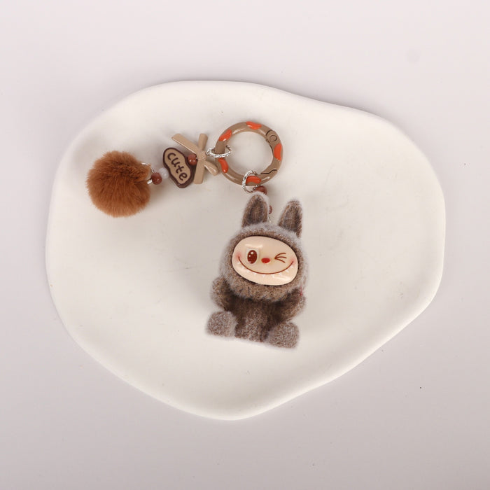 Wholesale Mini flocking doll vinyl doll pendant cute handmade jewelry accessories