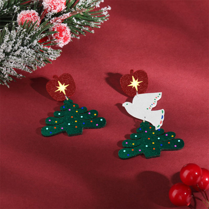 Wholesale Acrylic Christmas Tree Hat Stocking Elk Earrings