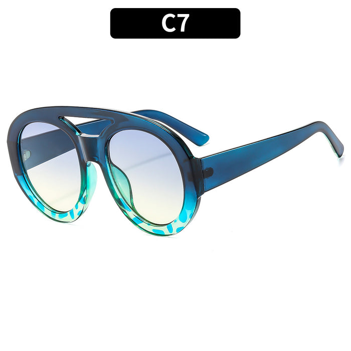 Wholesale Retro Double Bridge Large Round Frame PC Sunglasses JDC-SG-XIa086