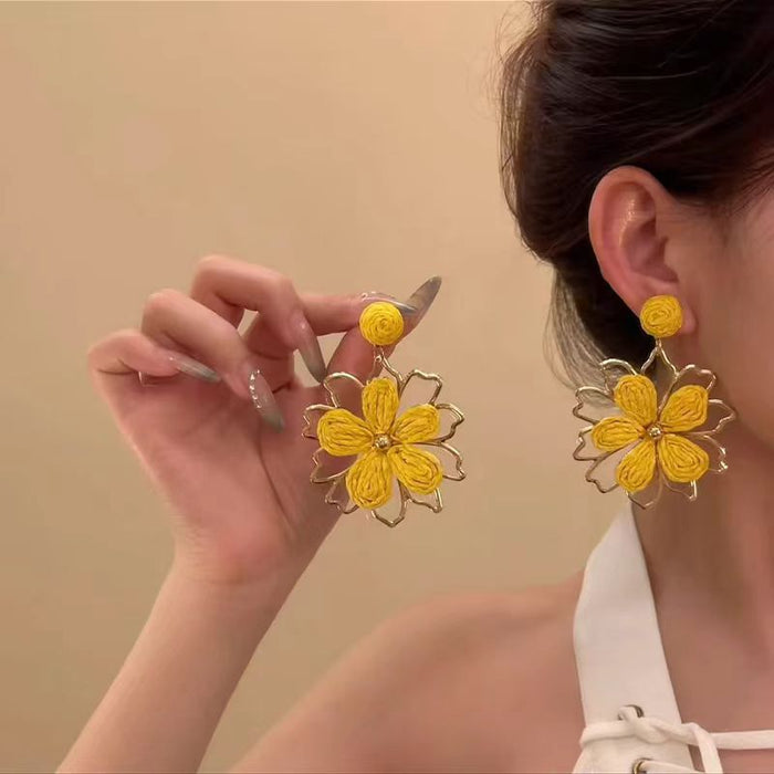 Wholesale Sun Flower Earrings - New Exaggerated Ear Accessories
