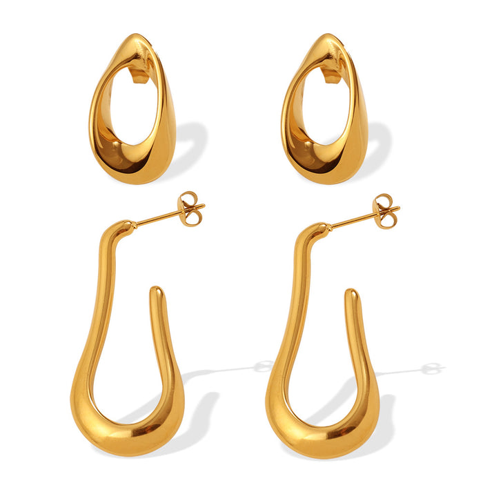Wholesale U-Shaped Gold-Plated Stainless Steel Openwork Earrings