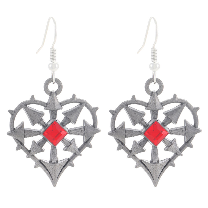 Wholesale Red Stone Heart Earrings Women's Retro Halloween Love Earrings