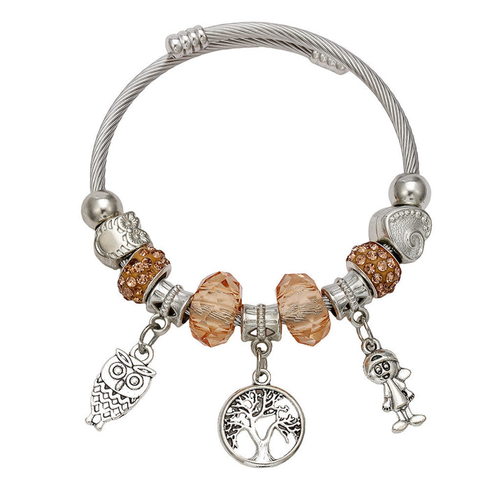 Wholesale DIY Beaded Multi-Element Stainless Steel and Copper Alloy Bangle