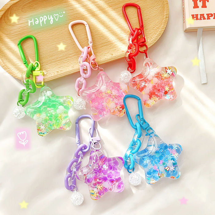 Wholesale Acrylic Star-Filled Liquid Glitter Keychain