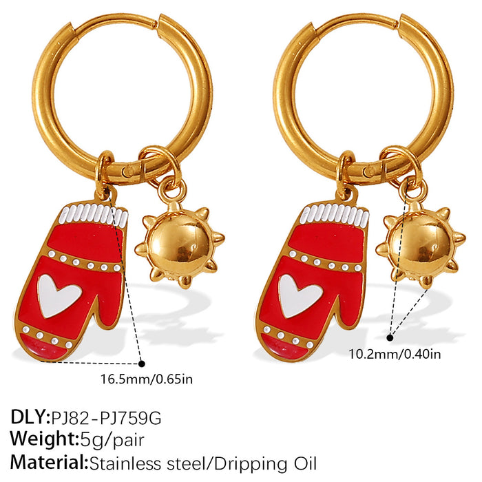Wholesale Christmas Collection Gingerbread Man Pendant Earrings Stainless Steel