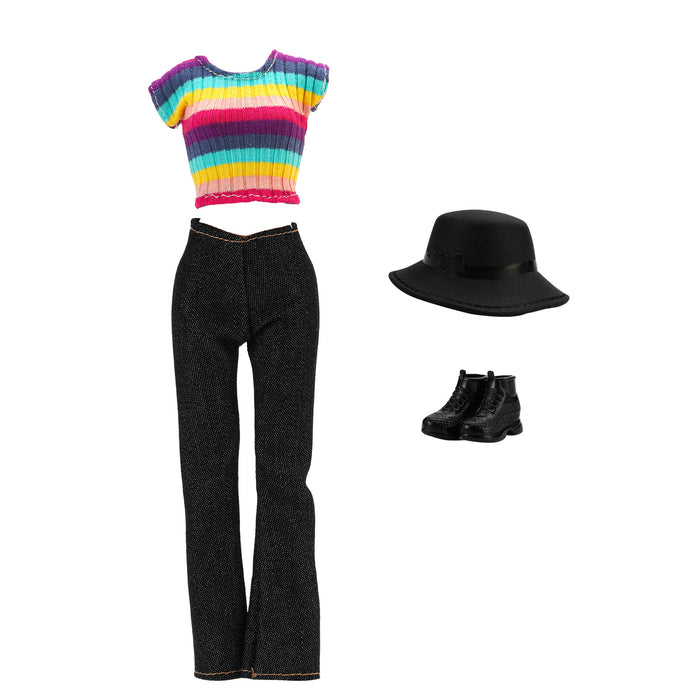 Wholesale 11 inch doll fashion travel variety of striped shirt jeans