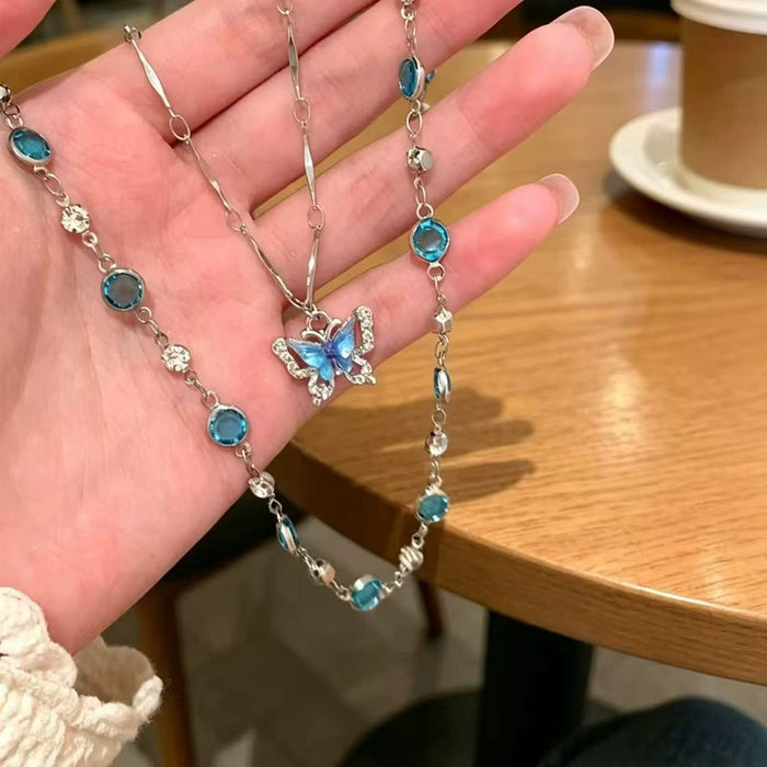 Wholesale Summer Butterfly Alloy Layering Necklace for Women Everyday Jewelry Accessory MOQ≥2