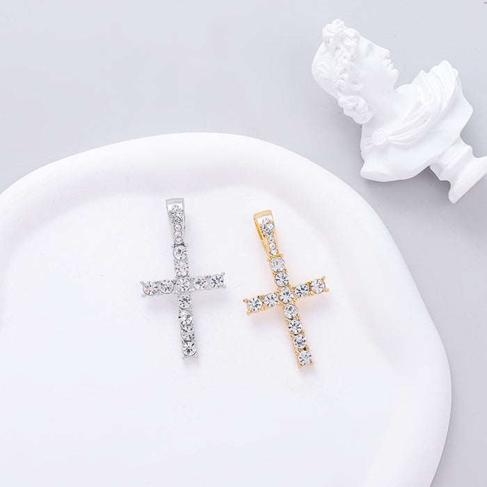 Wholesale Simple Cross Pendant Full Diamond Alloy Men's Necklace JDC-NE-QingR015