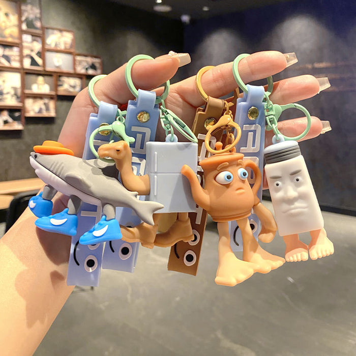 Wholesale Cartoon Shark Bag Charm Keychain Metal Car Key Accessory MOQ≥2
