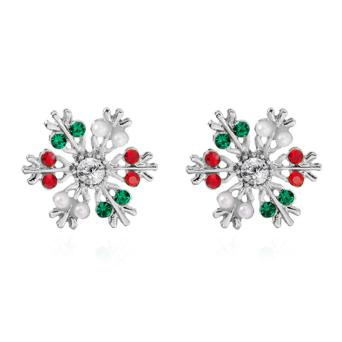 Wholesale Christmas Ornaments Diamond Snowflake Earrings