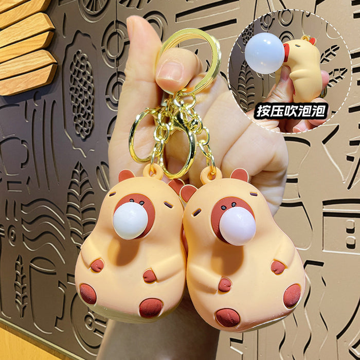 Wholesale Capybara bubble blowing keychain cute little capybara pendant car bag pendant