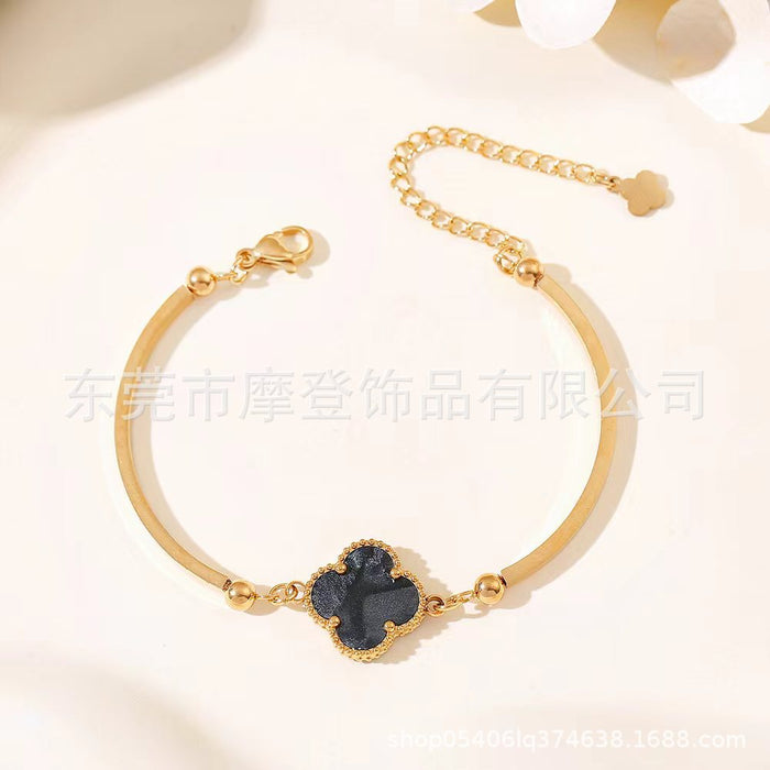 Wholesale titanium steel four-leaf clover bracelet JDC-BT-Modeng001