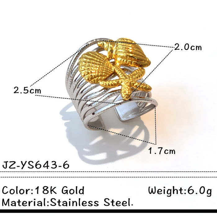 Wholesale stainless steel wide color-blocking Adjustable rings
