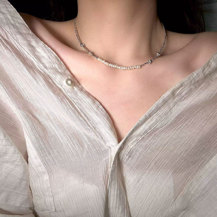 Wholesale Five pointed star pearl necklace, high-end necklace, light luxury, niche, layered sweater chain