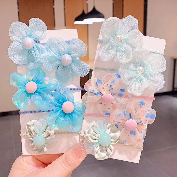 Wholesale Mesh lace children' s hair ring head rope rubber band set flower cartoon cute treasure hair accessories do not hurt hair