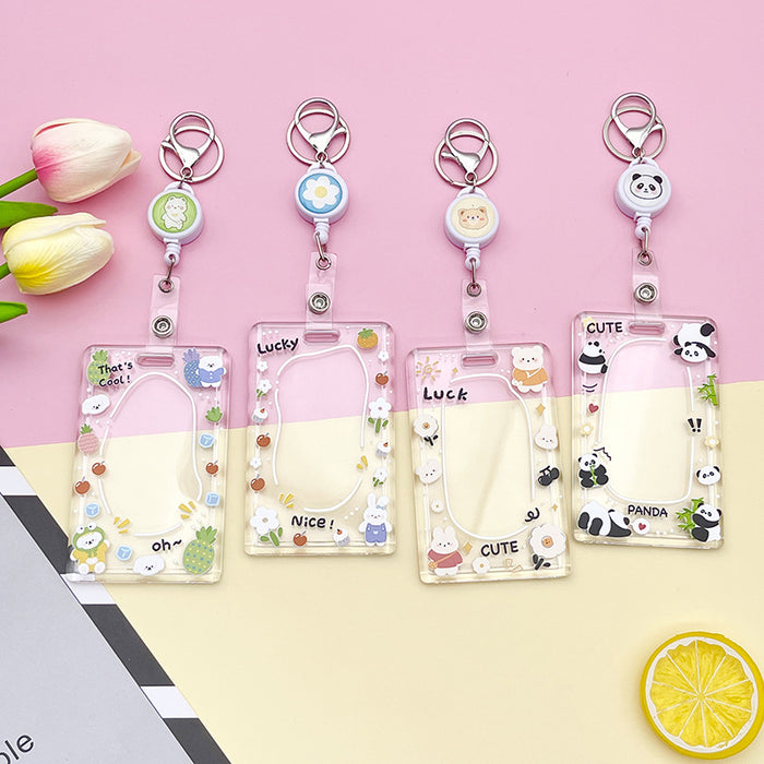 Wholesale Acrylic Cute Cartoon Simple Transparent Card Set Keychain JDC-KC-BoWen004