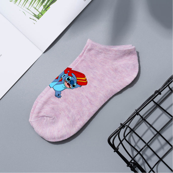 Wholesale Cartoon Simple Breathable Short Style Multi-color Cotton Crew Socks JDC-SK-WuDM001