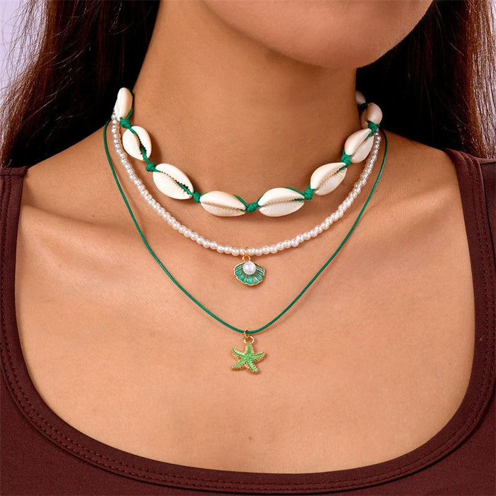 Wholesale Natural Shell Necklace Women Beaded Light Luxury Necklace Bohemian Niche Design