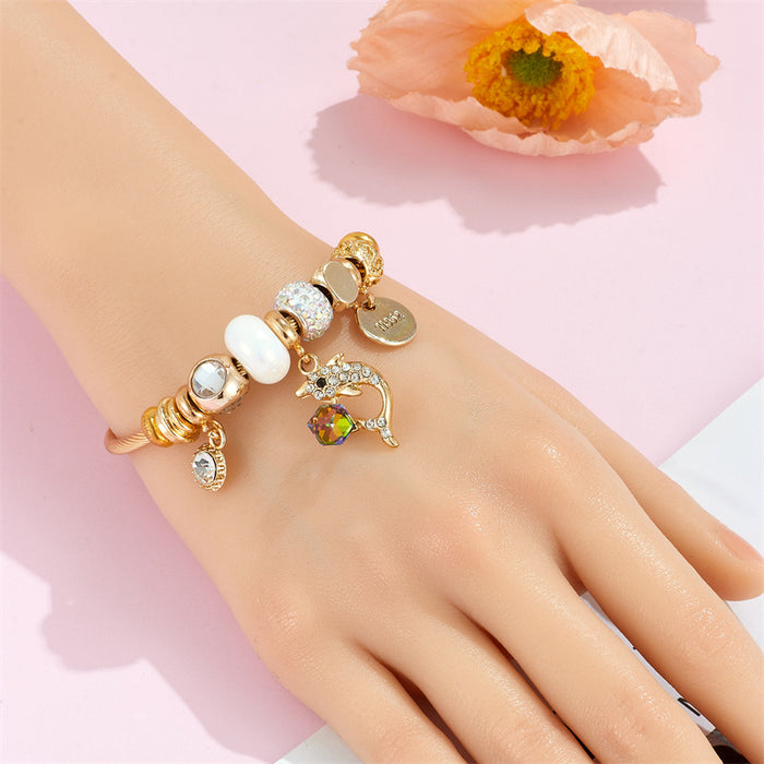 Wholesale Butterfly Little Swan Pendant Stainless Steel Beaded Charms Bracelets