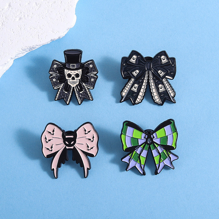Wholesale Punk Dark Style Bow Brooch Zinc Alloy Lapel Pin Badge JK Skirt Decorative Gift