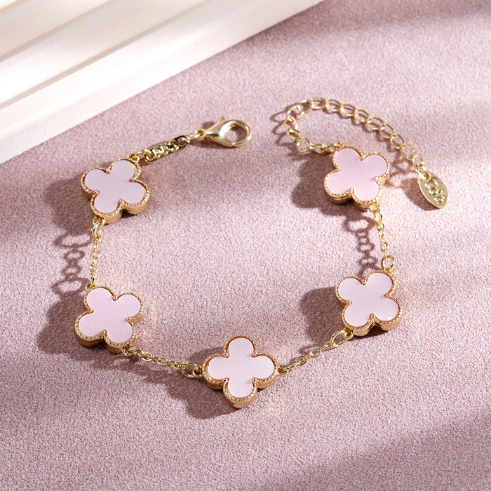 Wholesale four-leaf clover bracelet for women South Korea simple ins Five-Flower fritillary good luck four-leaf clover all-match bracelet chain
