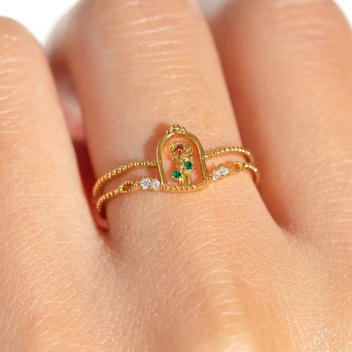 Wholesale Copper Diamond Opening Ring Niche Design Sense Princess Colorful Zircon Ring