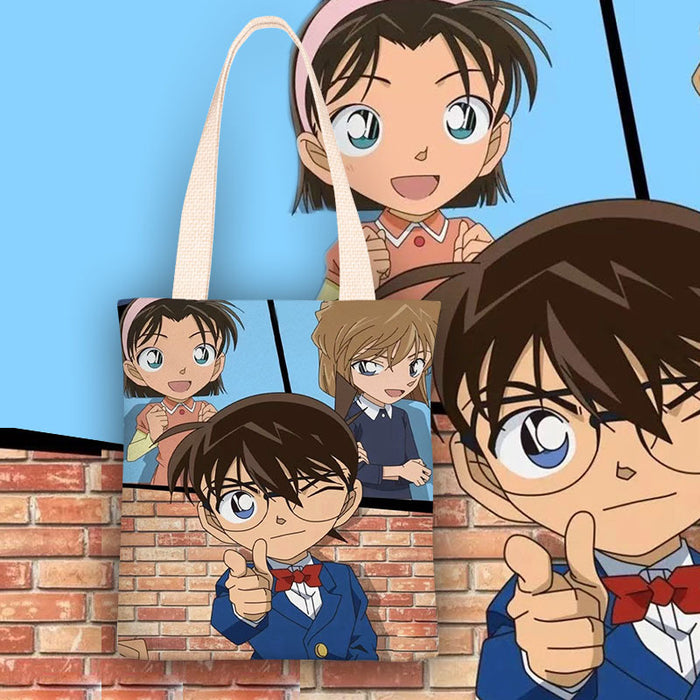 Wholesale Vertical square canvas shoulder bags with anime character print