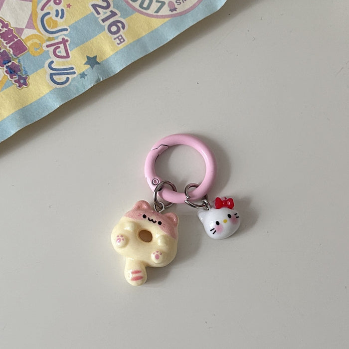 Wholesale Cute Cartoon Donut Cat Key Ring Siamese Cat Ins Wind Keychain Schoolbag Headset Pendant