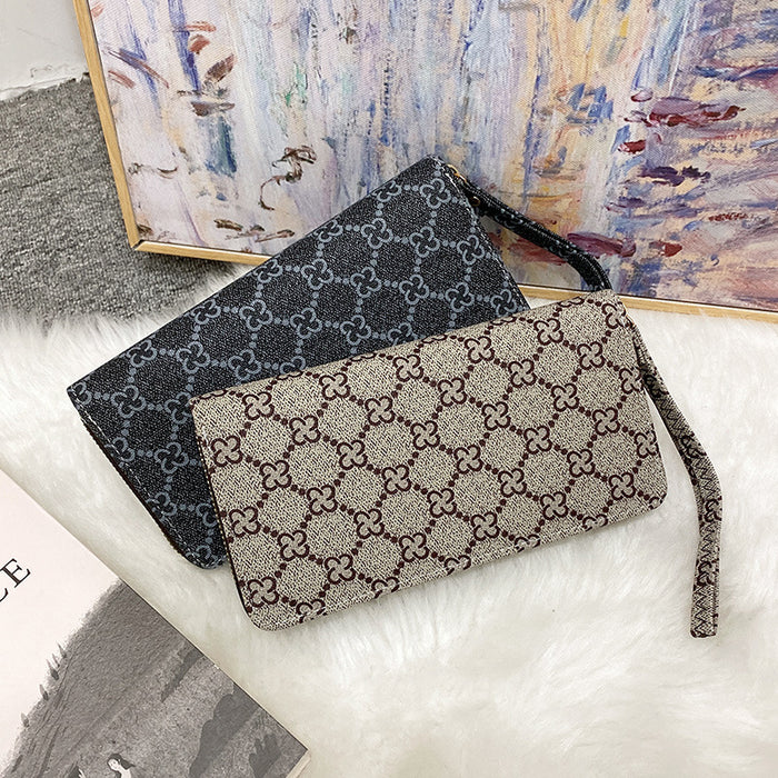 Wholesale PU Versatile Embroidery Zipper Large Capacity Wallet JDC-WT-Hongy002