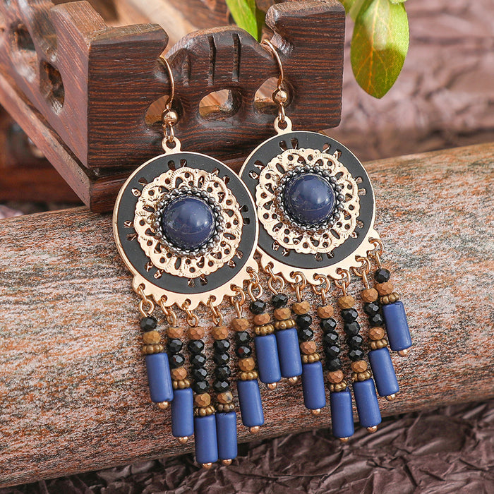 Wholesale 2pcs Bohemian Vintage Flower Tassel Elegant Earrings