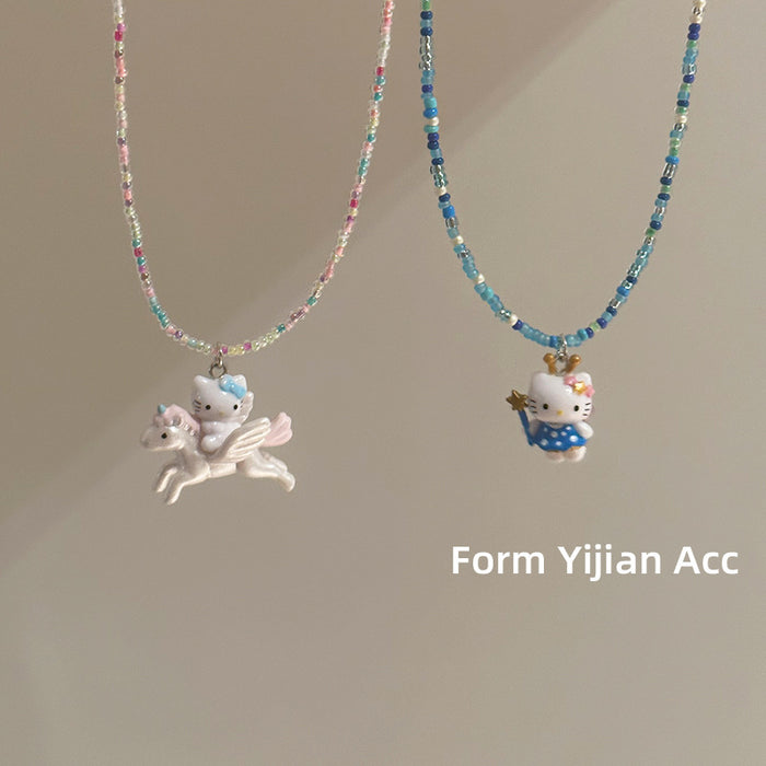 Wholesale Cartoon necklace for girls, colorful bead accessories, cute summer necklace, necklaces for girls