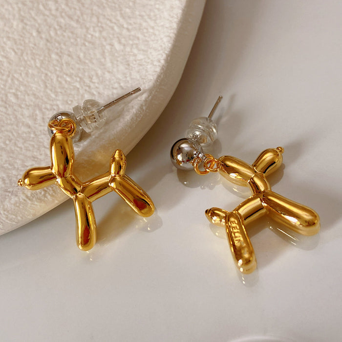 Wholesale  Cartoon Alloy Balloon Dog  Earrings Female s925 Silver Needle Earrings