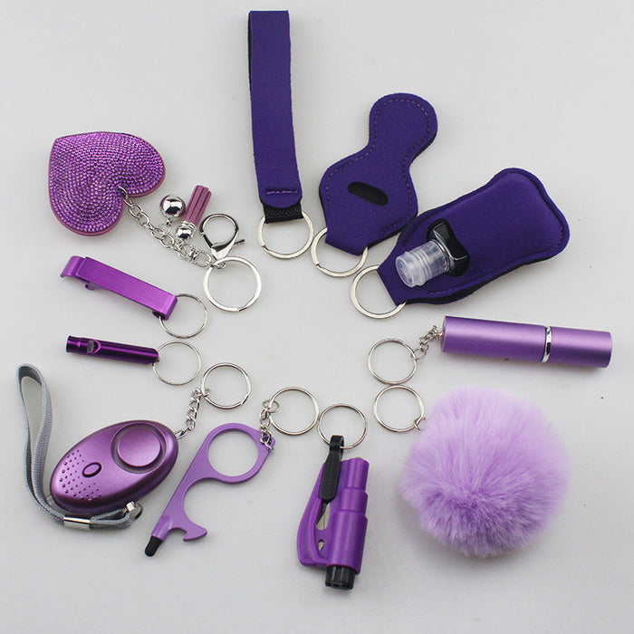 Wholesale Multifunctional Plush Diamond Heart 5-piece Keychain 12-piece Set JDC-KC-TouMS038