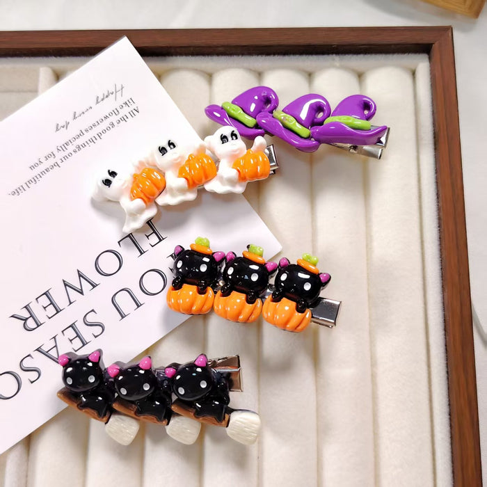 Wholesale Resin  Alligator Hair Clips Pumpkin Ghost Witch Hat For Kids Party