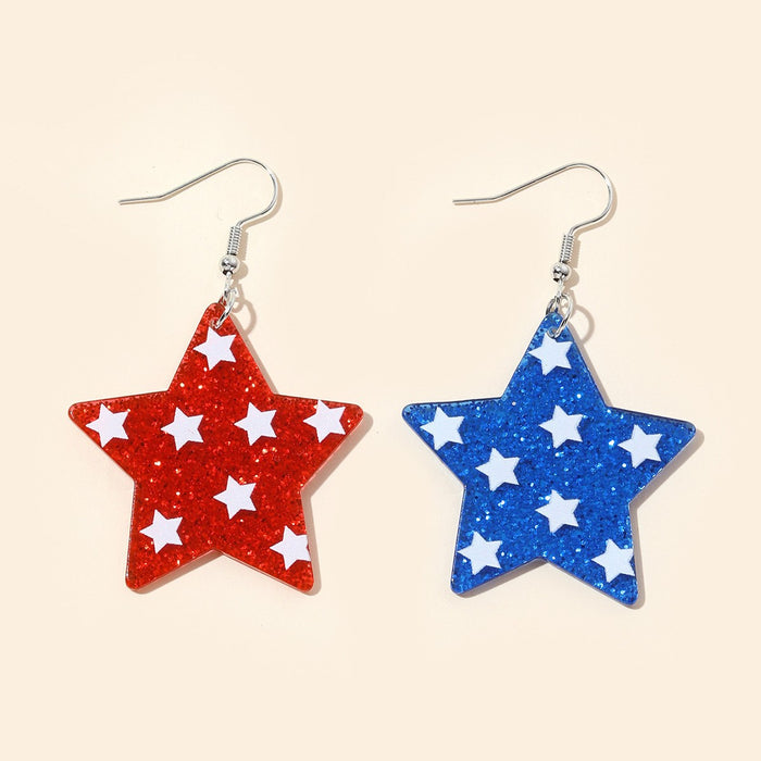 Wholesale Independence Day Red White Blue Geometric Star Acrylic Tassel Earrings Fashion Accessory MOQ≥2