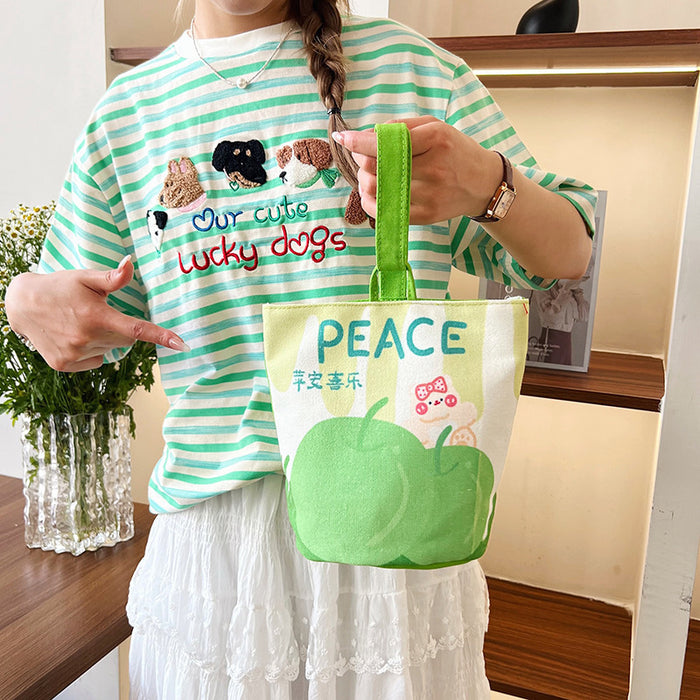 Wholesale Cartoon Canvas Bucket Bag Cute Small Bag