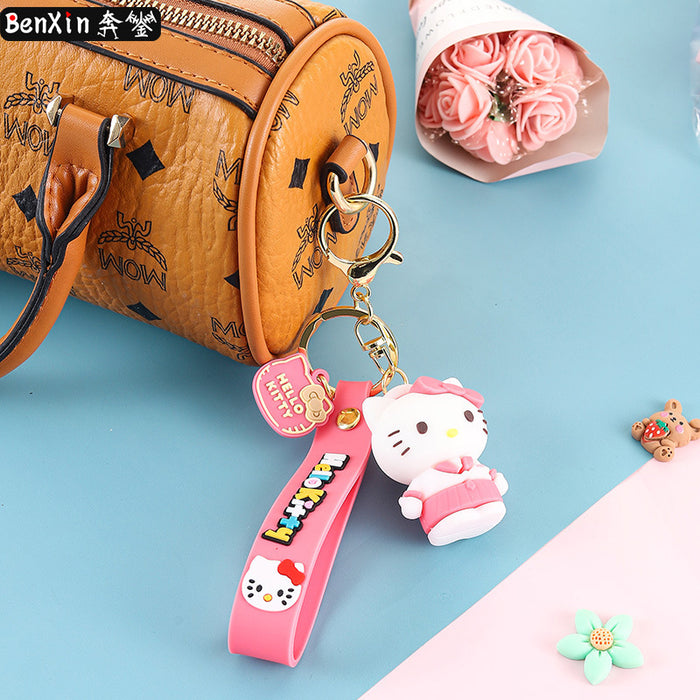 Wholesale Cartoon  silicone doll keychain car pendant  couple bag doll machine key pendant