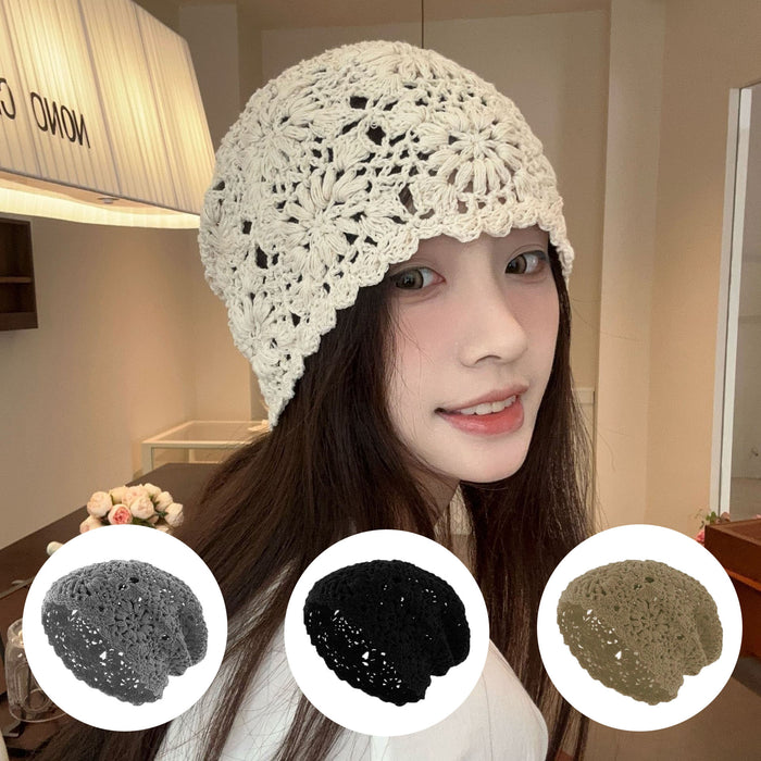 Wholesale New thin hollowed out handmade crochet knitted hat for women, fashionable thin toe cap