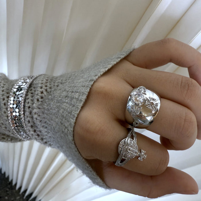 Wholesale  Diamond-encrusted All-match  Saturn Open Index Finger Ring for Women